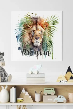 Poster / Affiche carrée enfants personnalisée - Lion Affaire À Saisir