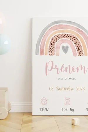 Tableau toile de naissance - Arc-en-ciel Satisfait Ou Remboursé