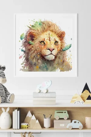 En Vogue Poster / Affiche carrée Enfants - Lion coloré