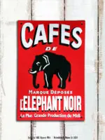 Populaire Plaque émaillée Cafés Eléphant Noir